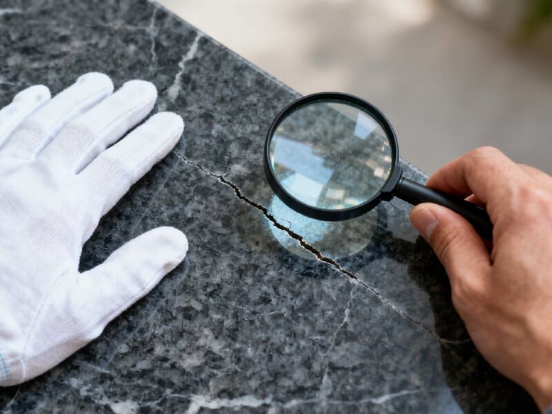 Checking marble for cracks