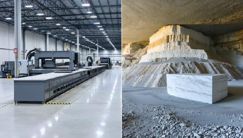 factory manufacturing vs natural quarry