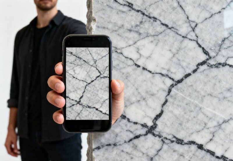 Video call inspection of stone