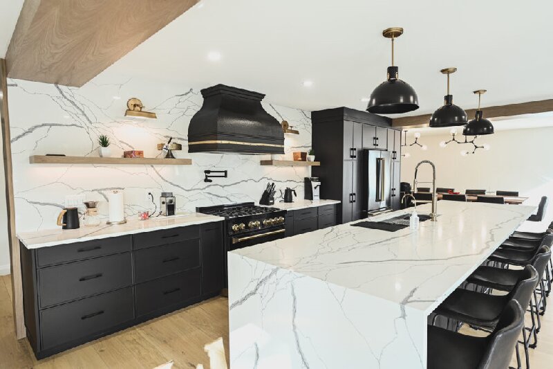 modern kitchen design with 20mm marble